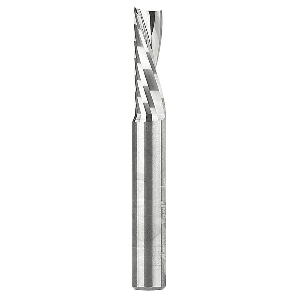 1/4" x 2" Down-Cut 'O' Plastic Cutting CNC Spiral Router Bit, 1-Flute, 1/4" Shank - Main Image