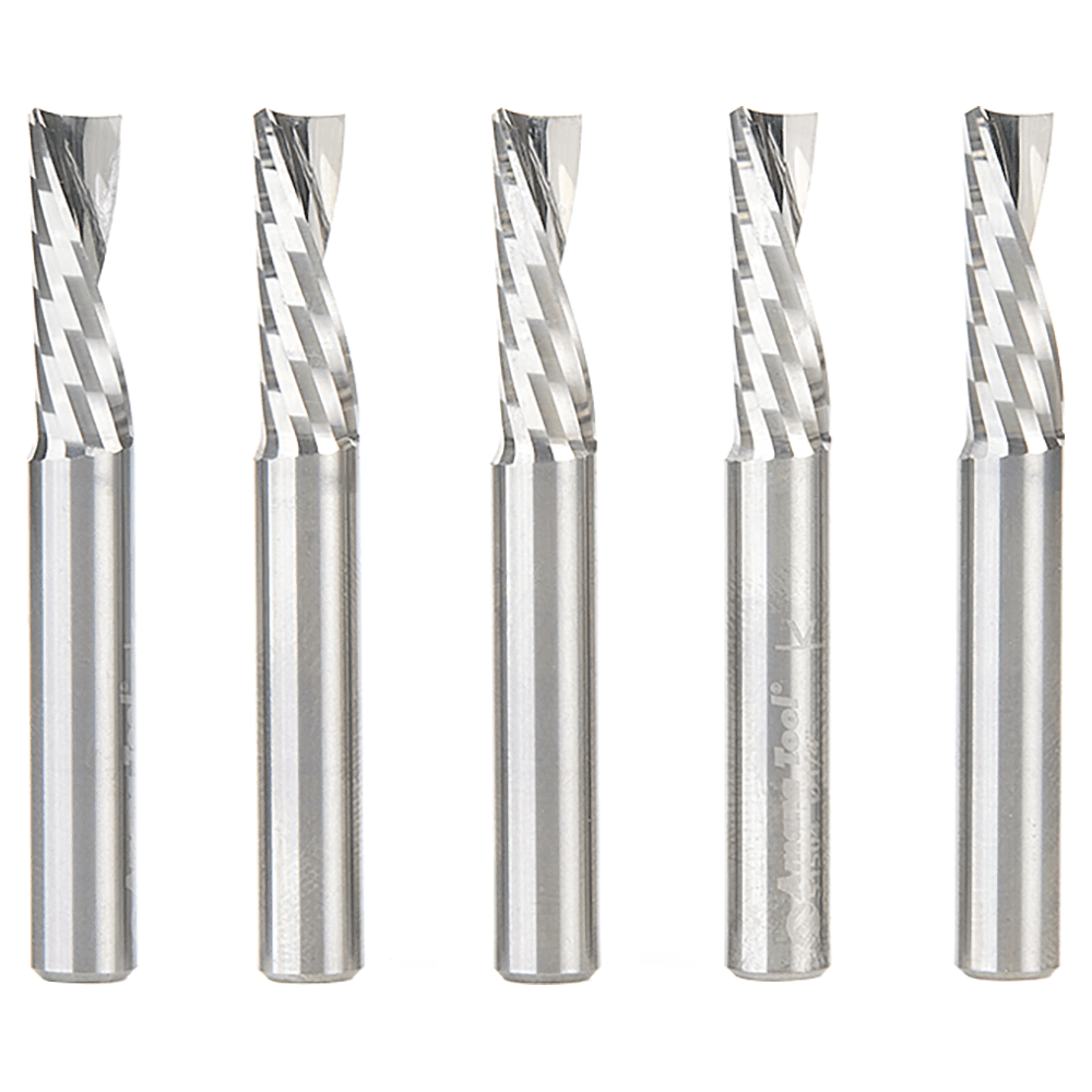 1/4" x 2" x 3/4" Down-Cut 'O' Plastic Cutting CNC Spiral Router Bit, 1-Flute, 1/2" shank (5/Pack) Alt 1 - Image
