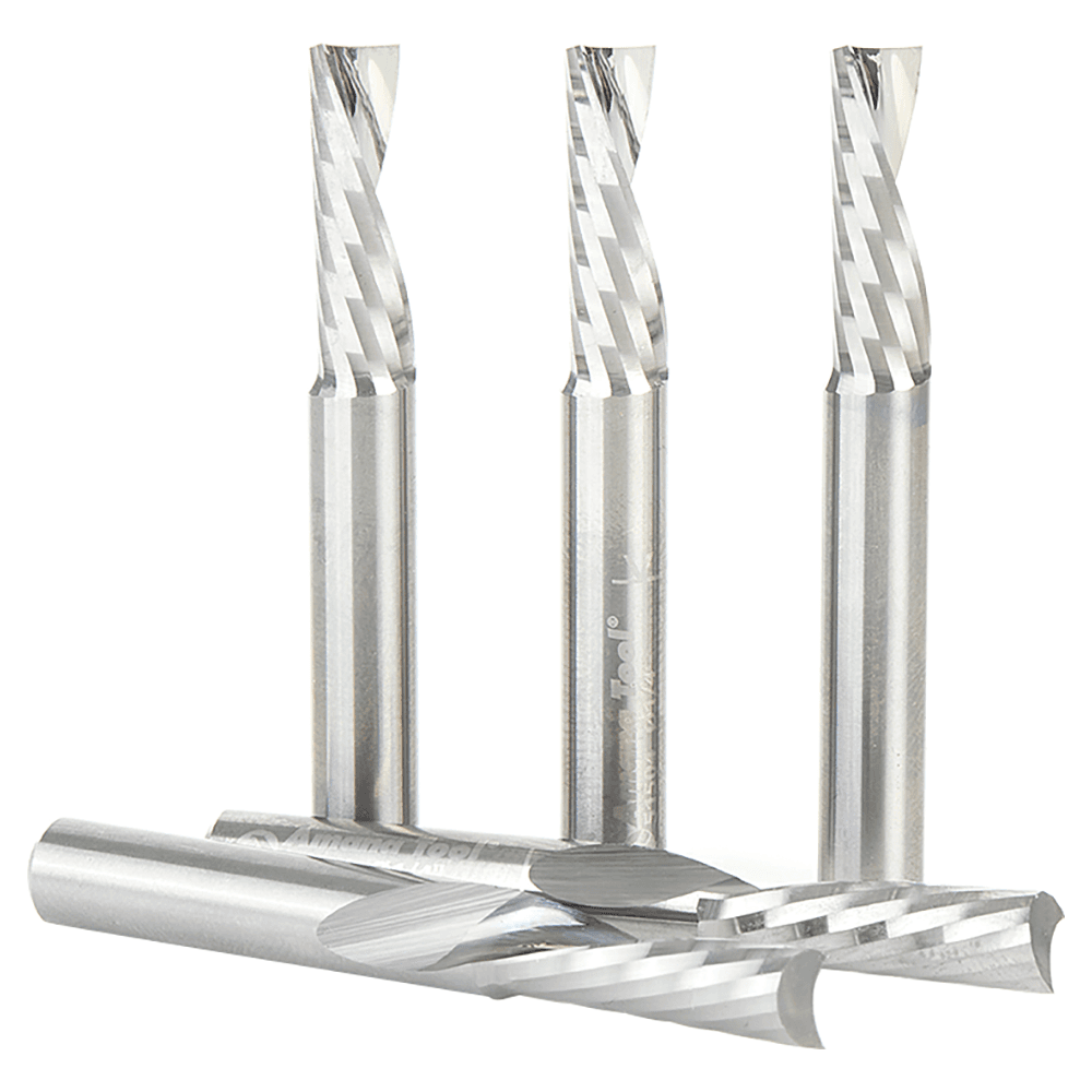 1/4" x 2" x 3/4" Down-Cut 'O' Plastic Cutting CNC Spiral Router Bit, 1-Flute, 1/2" shank (5/Pack) Alt 2 - Image