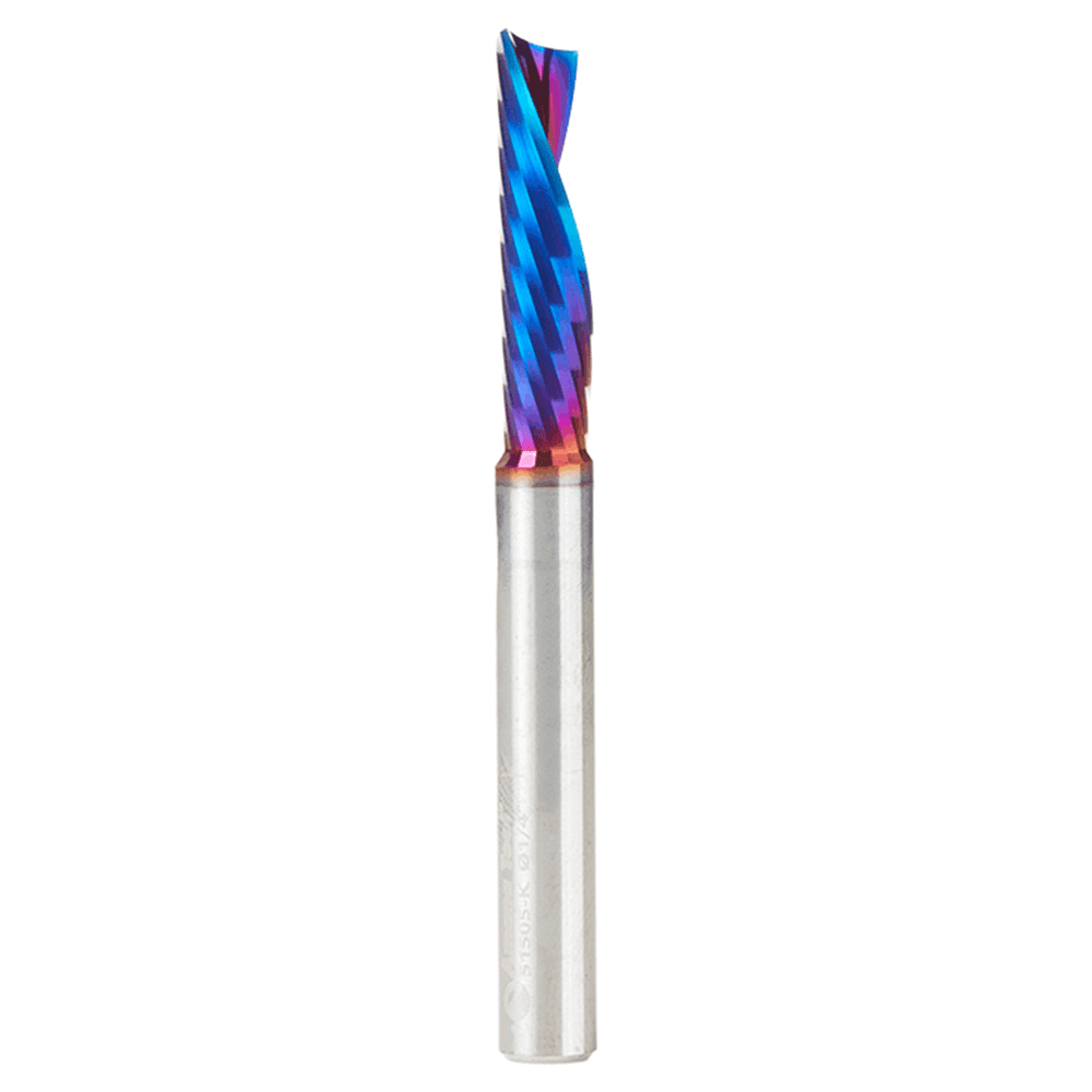1/4" Dia x 1" Solid Carbide CNC Spektra Extreme Tool Life Coated Spiral 'O' Flute, Plastic Cutting, 1/4" Shank, Down-Cut Router Bit Alt 1 - Image