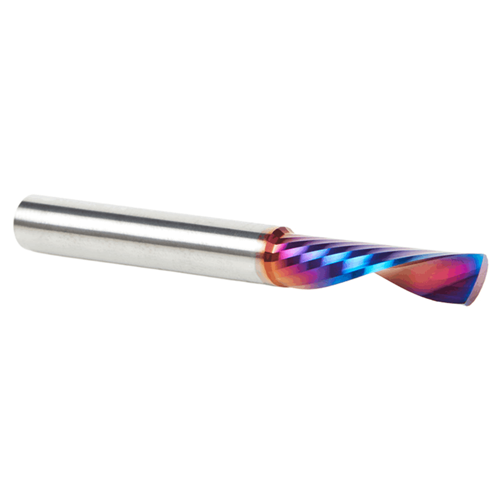 1/4" Dia x 1" Solid Carbide CNC Spektra Extreme Tool Life Coated Spiral 'O' Flute, Plastic Cutting, 1/4" Shank, Down-Cut Router Bit Alt 3 - Image