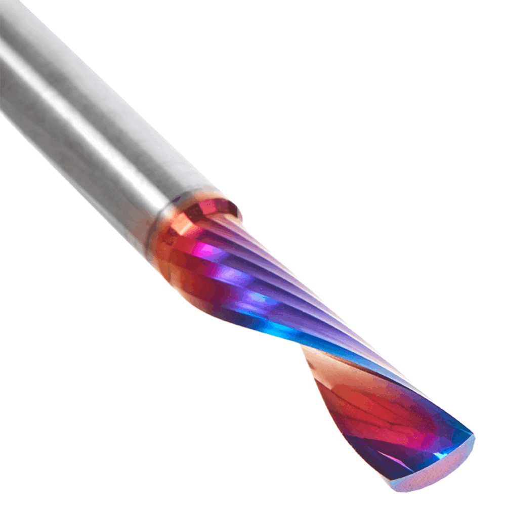 1/4" Dia x 1" Solid Carbide CNC Spektra Extreme Tool Life Coated Spiral 'O' Flute, Plastic Cutting, 1/4" Shank, Down-Cut Router Bit Alt 4 - Image