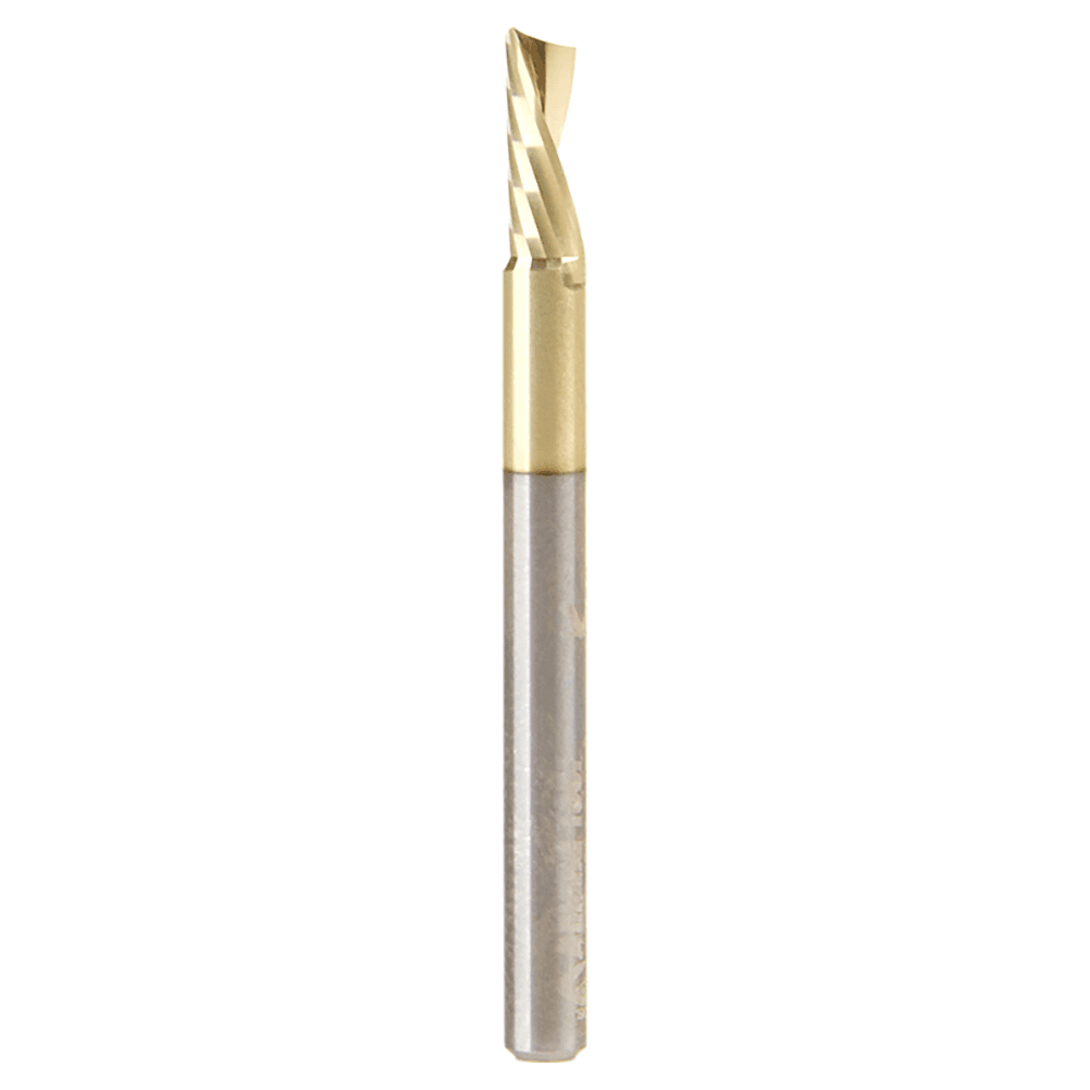 1/8" Dia x 5/16" Solid Carbide CNC Spiral 'O' Flute, Aluminum Cutting, 1/8" Shank, Down-Cut ZrN Coated Router Bit Alt 1 - Image