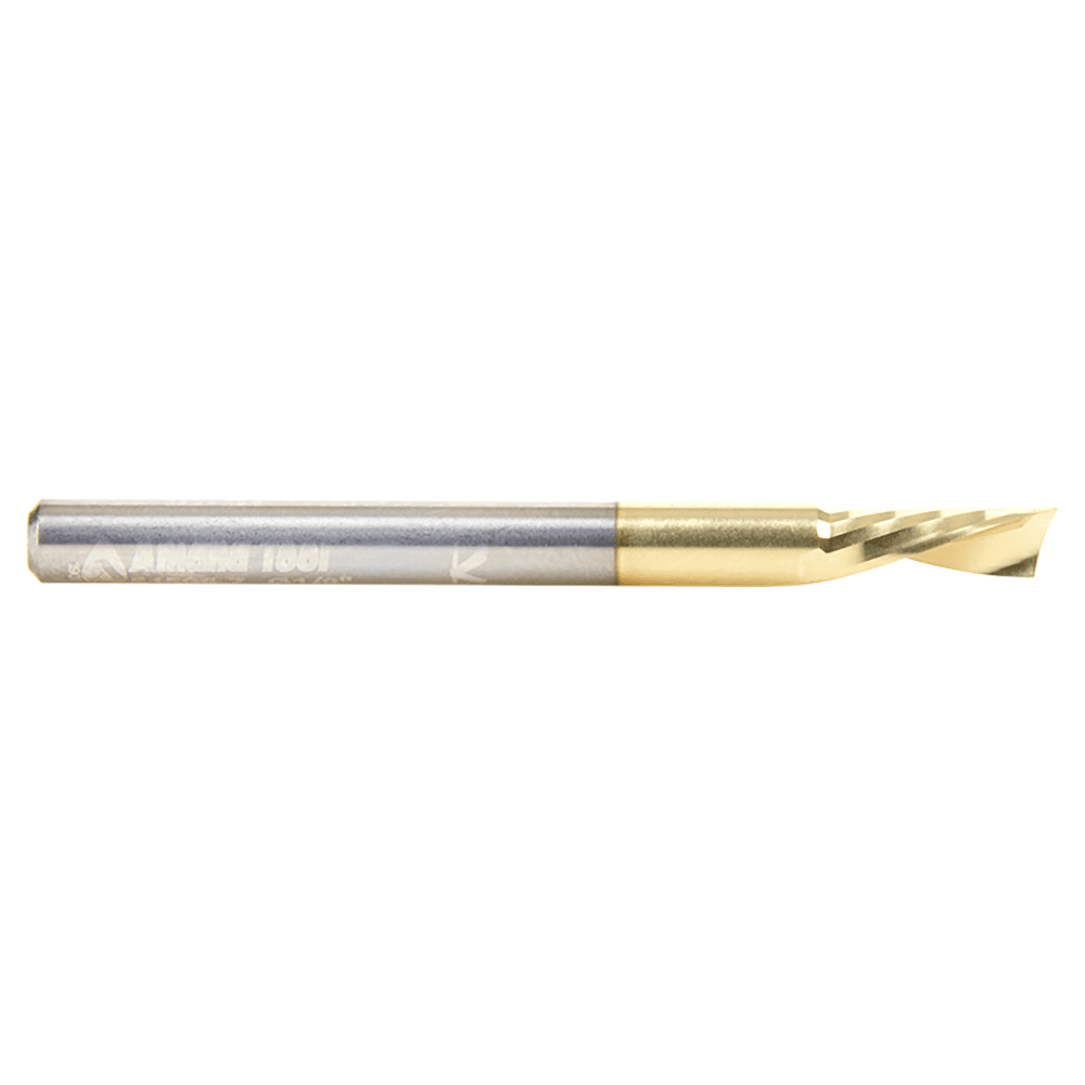 1/8" Dia x 5/16" Solid Carbide CNC Spiral 'O' Flute, Aluminum Cutting, 1/8" Shank, Down-Cut ZrN Coated Router Bit Alt 2 - Image
