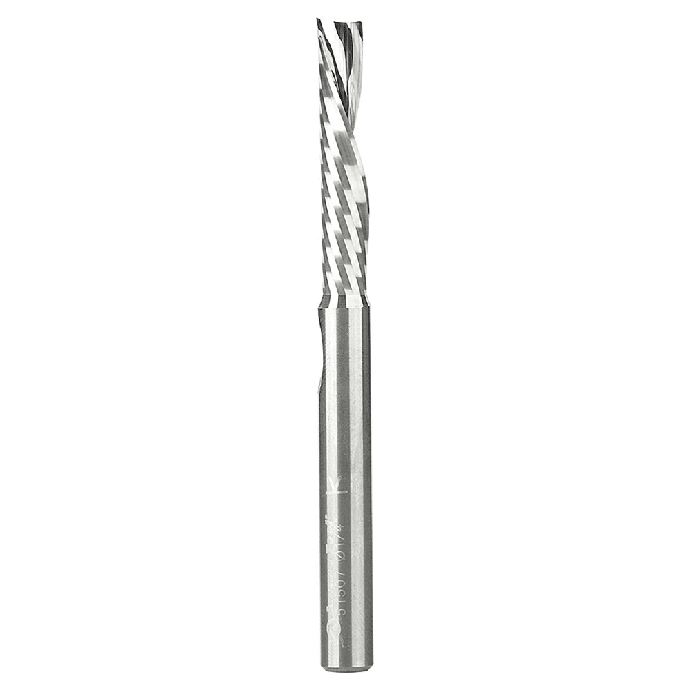 1/4" x 3" Down-Cut 'O' Plastic Cutting CNC Spiral Router Bit, 1-Flute, 1/4" Shank - Main Image