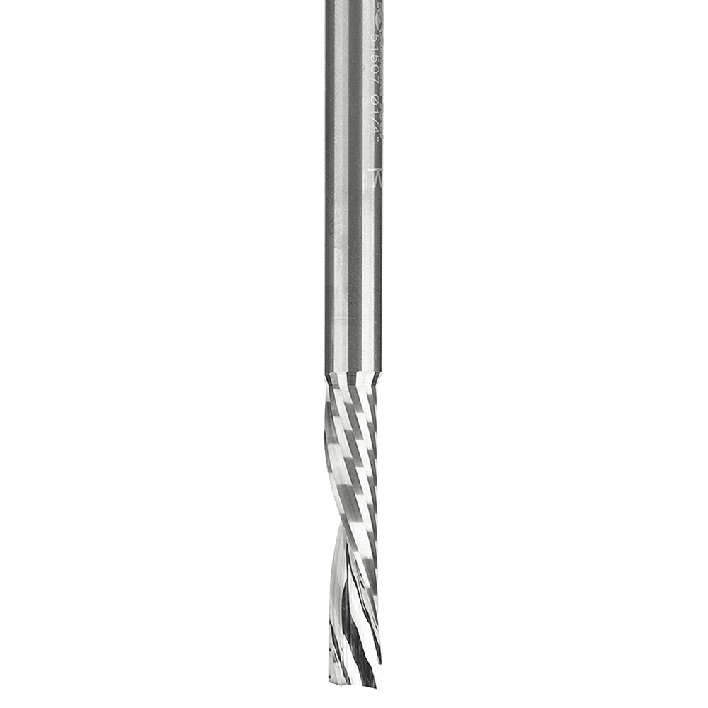 1/4" x 3" Down-Cut 'O' Plastic Cutting CNC Spiral Router Bit, 1-Flute, 1/4" Shank - Alt Image 1