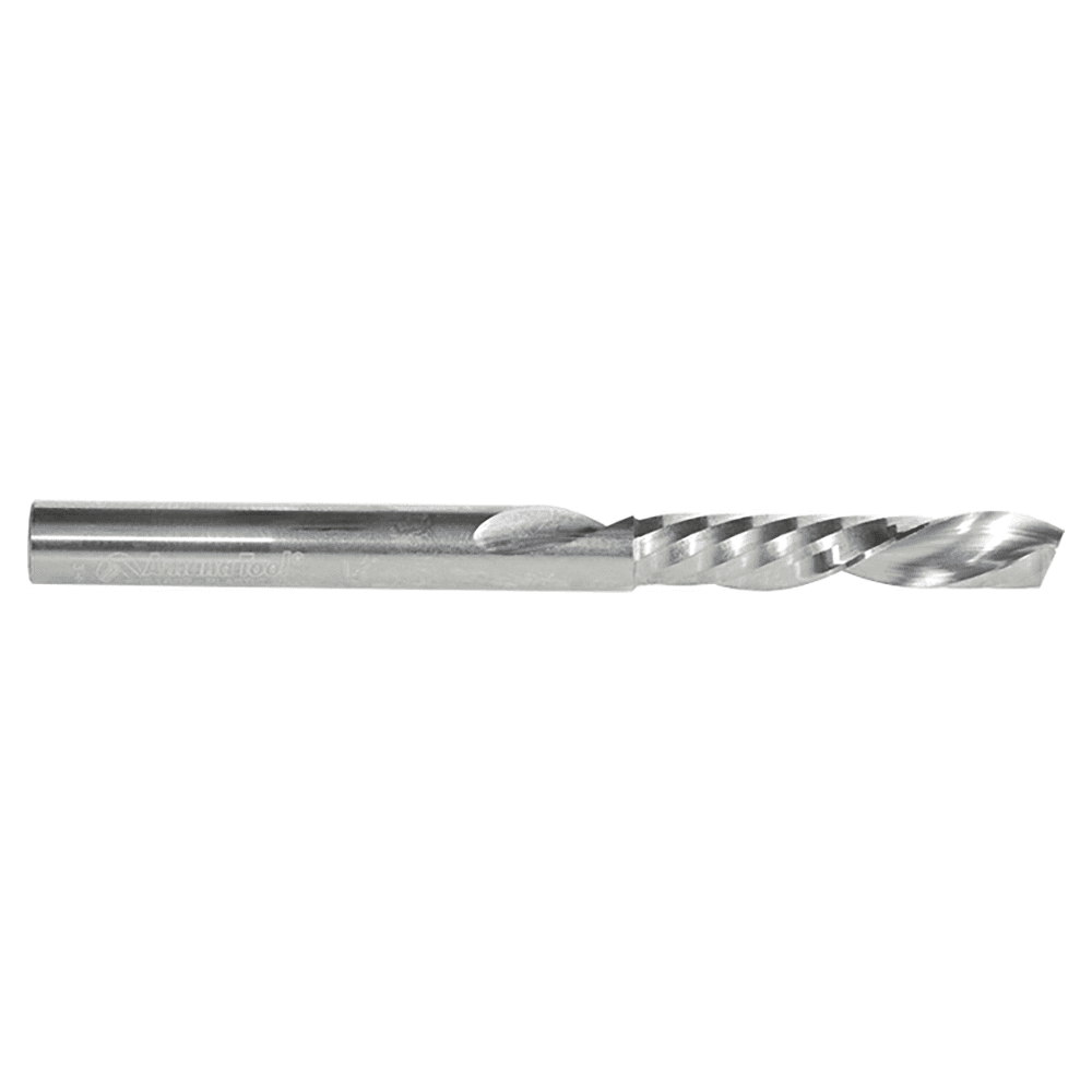 1/4" x 3" Down-Cut 'O' Plastic Cutting CNC Spiral Router Bit, 1-Flute, 1/4" Shank - Alt Image 2