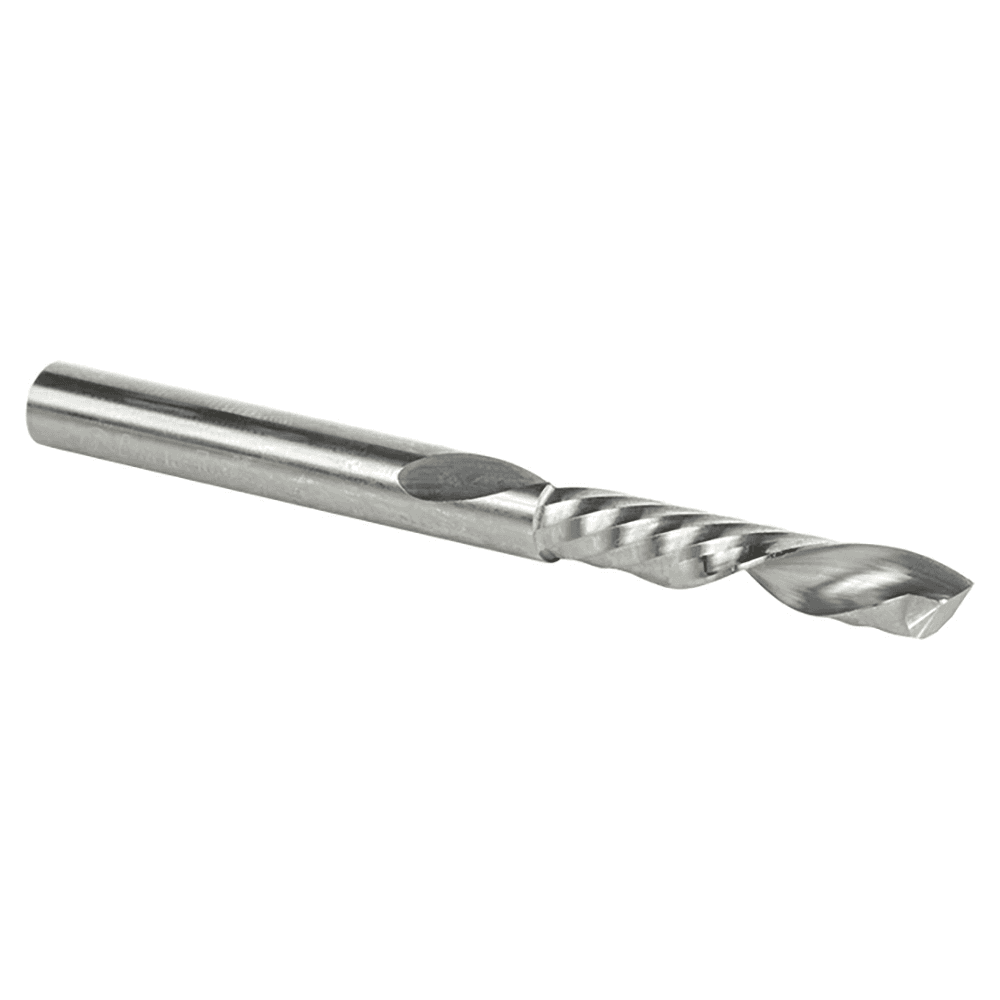 1/4" x 3" Down-Cut 'O' Plastic Cutting CNC Spiral Router Bit, 1-Flute, 1/4" Shank - Alt Image 3