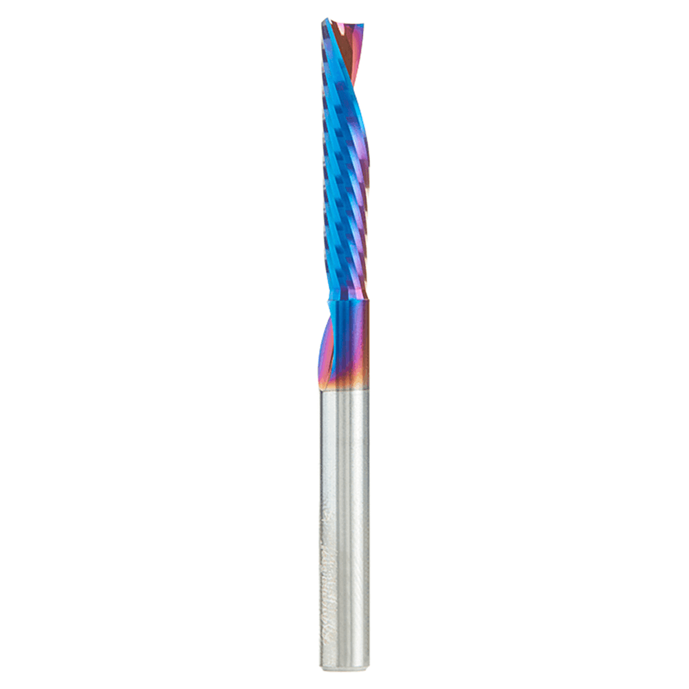 1/4" Dia x 1-1/4" Solid Carbide CNC Spektra Extreme Tool Life Coated Spiral 'O' Flute, Plastic Cutting, 1/4" Shank, Down-Cut Router Bit Alt 1 - Image