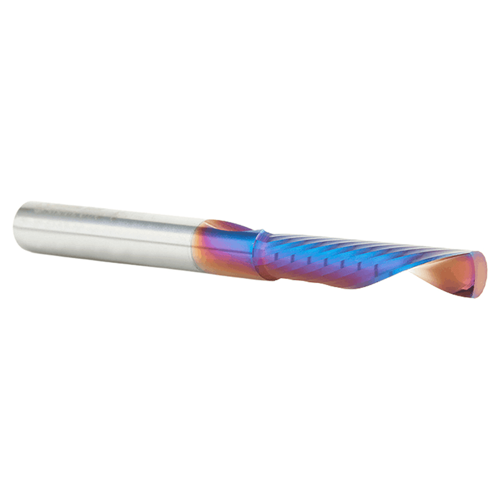 1/4" Dia x 1-1/4" Solid Carbide CNC Spektra Extreme Tool Life Coated Spiral 'O' Flute, Plastic Cutting, 1/4" Shank, Down-Cut Router Bit Alt 3 - Image