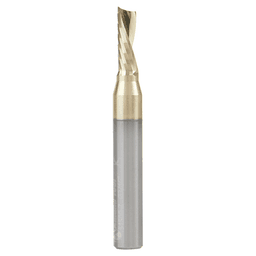 3/16" x 2" ZrN Coated Down-Cut 'O' Aluminum Cutting CNC Spiral Router Bit, 1-Flute, 1/4" Shank - Main Image