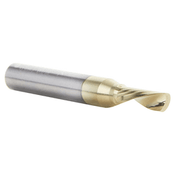 3/16" x 2" ZrN Coated Down-Cut 'O' Aluminum Cutting CNC Spiral Router Bit, 1-Flute, 1/4" Shank - Alt Image 2