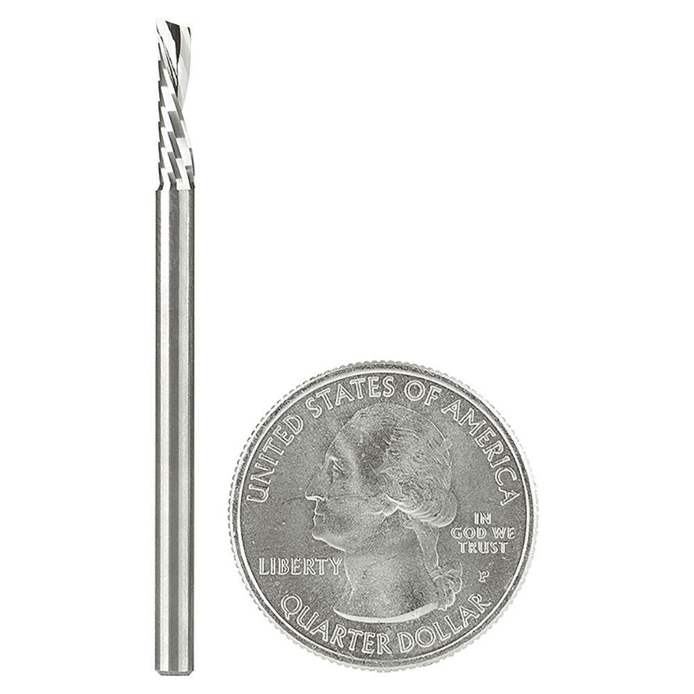 1/8" x 2" Down-Cut 'O' Plastic Cutting CNC Spiral Router Bit, 1-Flute, 1/8" Shank - Alt Image 3