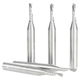 1/8" x 2" x 1/2" Down-Cut 'O' Plastic Cutting CNC Spiral Router Bit, 1-Flute, 1/4" shank (5/Pack) Alt 1 - Image