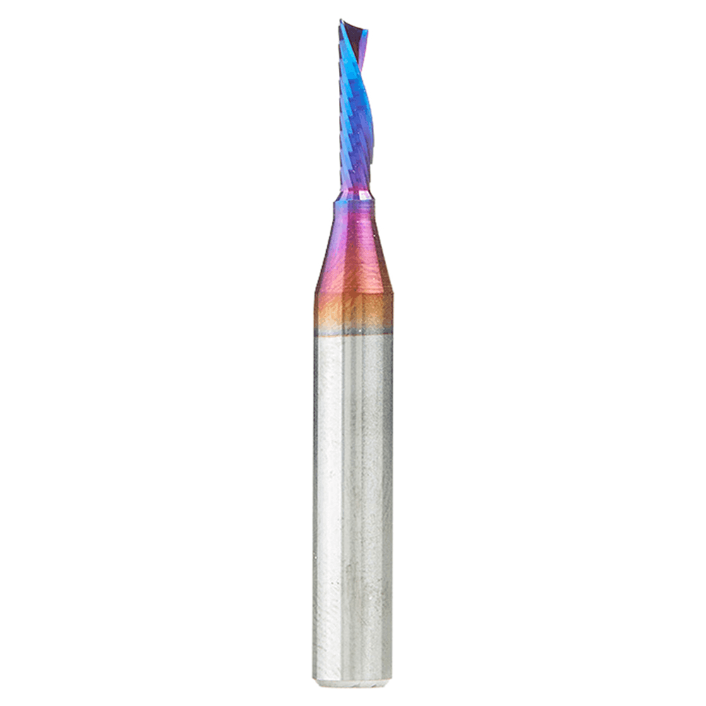 1/8" Dia x 1/2" Solid Carbide CNC Spektra Extreme Tool Life Coated Spiral 'O' Flute, Plastic Cutting, 1/4" Shank, Down-Cut Design Router Bit Alt 1 - Image