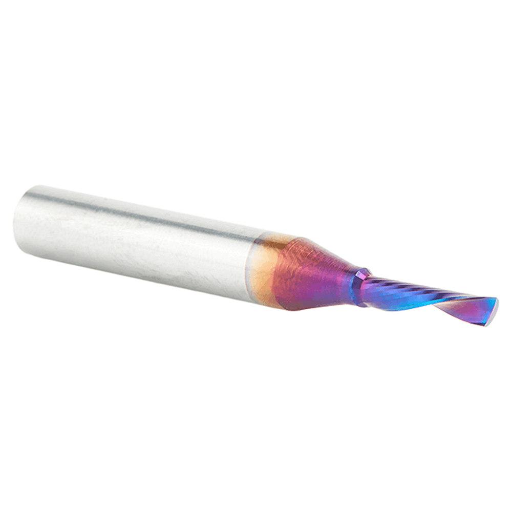 1/8" Dia x 1/2" Solid Carbide CNC Spektra Extreme Tool Life Coated Spiral 'O' Flute, Plastic Cutting, 1/4" Shank, Down-Cut Design Router Bit Alt 3 - Image