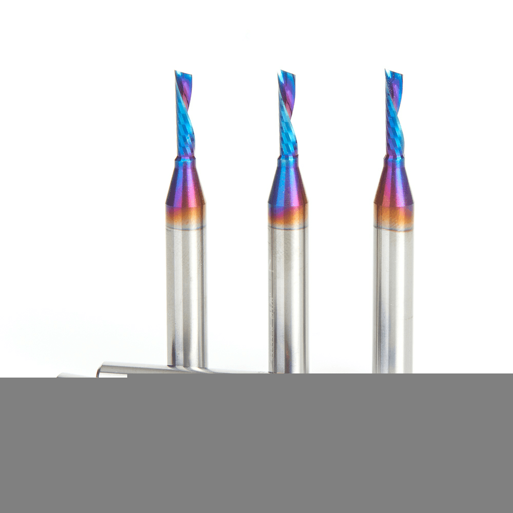 1/8" x 1/2" Spektra Extreme Tool Life Coated Down-Cut 'O' Plastic Cutting CNC Spiral Router Bit, 1-Flute, 1/4" Shank ((5/Pack) Alt 2 - Image