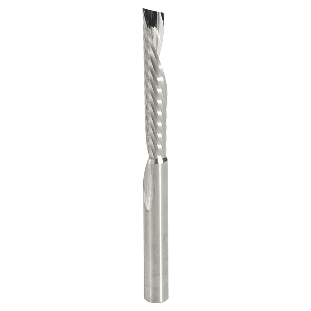 1/4" x 3" x 1-1/2" Down-Cut 'O' Plastic Cutting CNC Spiral Router Bit, 1-Flute, 1/4" Shank - Main Image