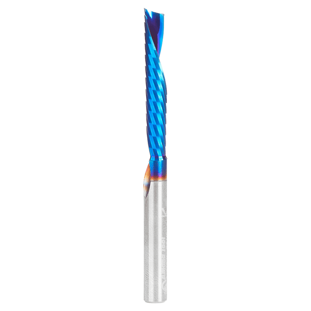 1/4" Dia x 1-1/2" Solid Carbide CNC Spektra Extreme Tool Life Coated Spiral 'O' Flute, Plastic Cutting, 1/4" Shank, Down-Cut Router Bit Alt 1 - Image