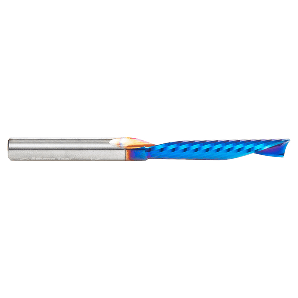1/4" Dia x 1-1/2" Solid Carbide CNC Spektra Extreme Tool Life Coated Spiral 'O' Flute, Plastic Cutting, 1/4" Shank, Down-Cut Router Bit Alt 2 - Image