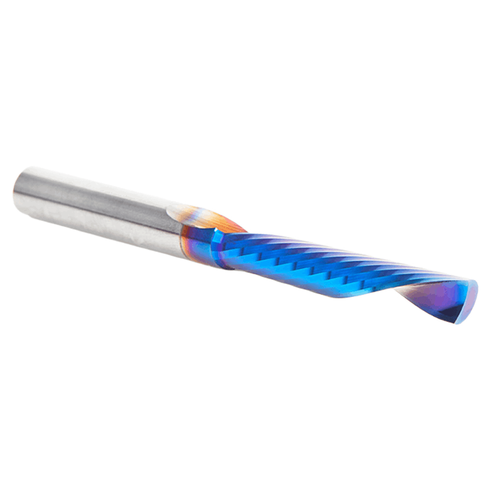 1/4" Dia x 1-1/2" Solid Carbide CNC Spektra Extreme Tool Life Coated Spiral 'O' Flute, Plastic Cutting, 1/4" Shank, Down-Cut Router Bit Alt 3 - Image