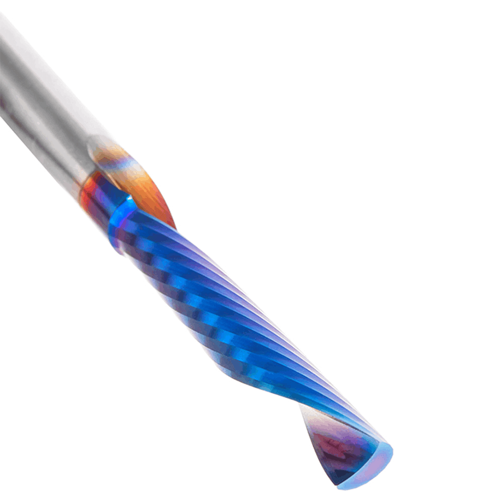 1/4" Dia x 1-1/2" Solid Carbide CNC Spektra Extreme Tool Life Coated Spiral 'O' Flute, Plastic Cutting, 1/4" Shank, Down-Cut Router Bit Alt 4 - Image