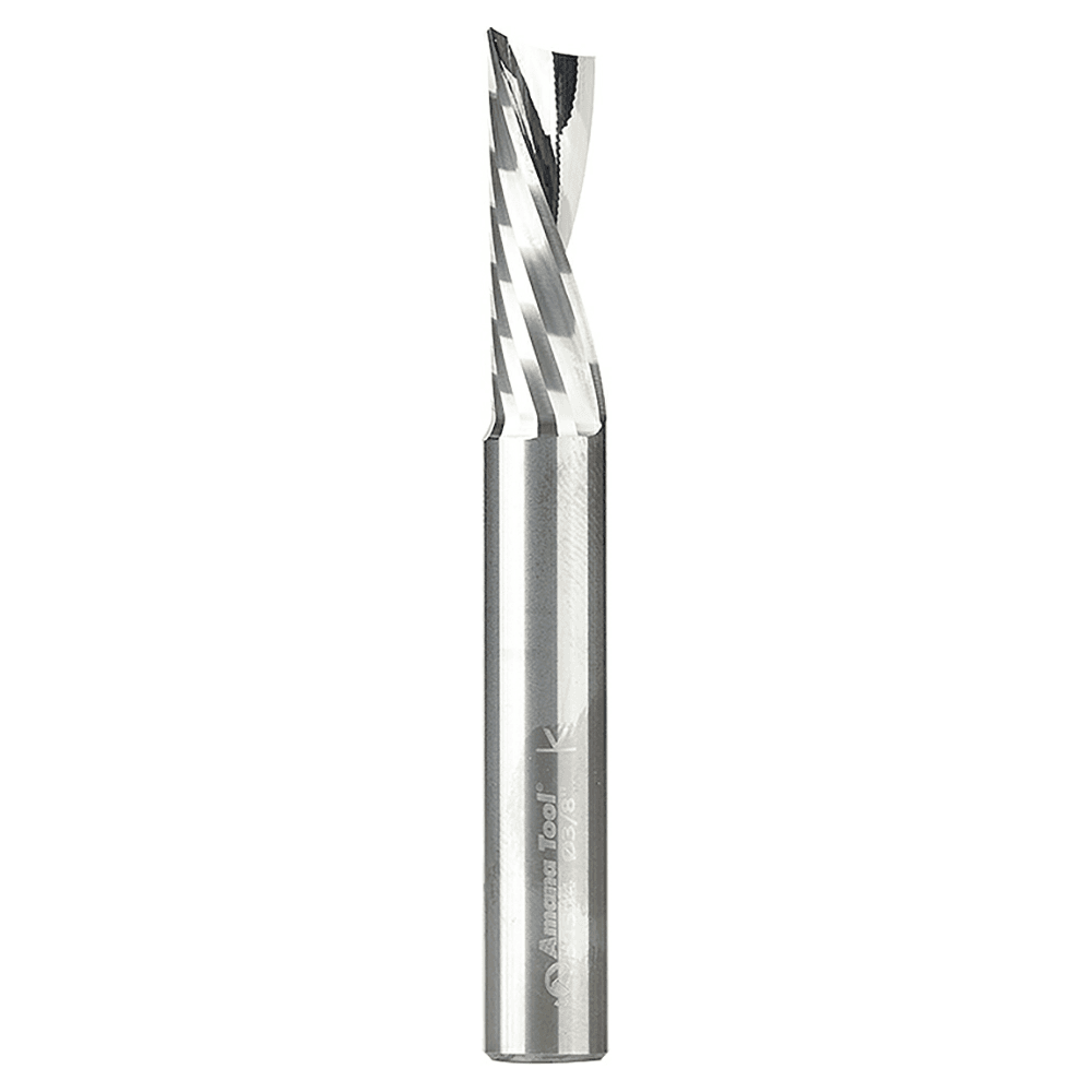 3/8" x 3" x 1-1/8" Down-Cut 'O' Plastic Cutting CNC Spiral Router Bit, 1-Flute, 3/8" Shank - Main Image