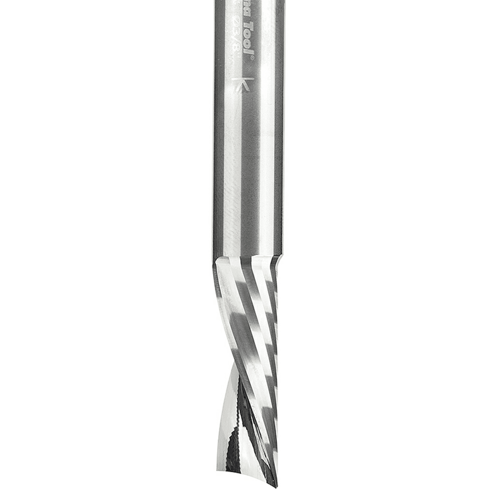 3/8" x 3" x 1-1/8" Down-Cut 'O' Plastic Cutting CNC Spiral Router Bit, 1-Flute, 3/8" Shank - Alt Image 1