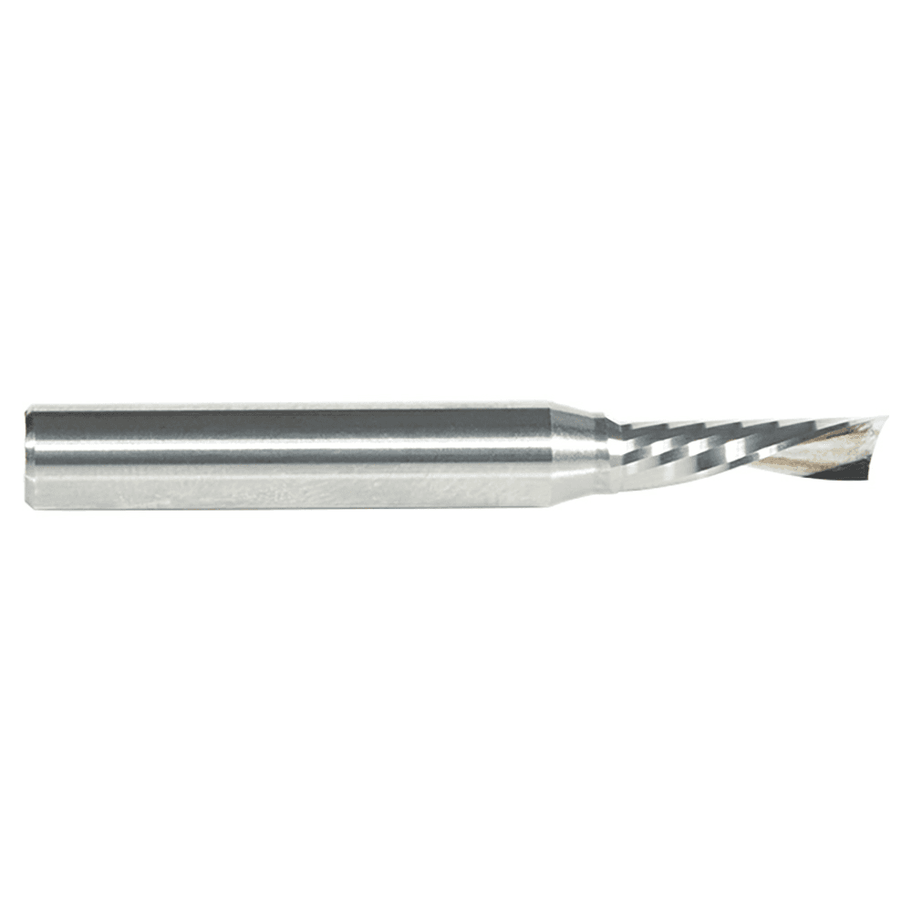 3/16" x 2" Down-Cut 'O' Plastic Cutting CNC Spiral Router Bit, 1-Flute, 1/4" Shank - Alt Image 1