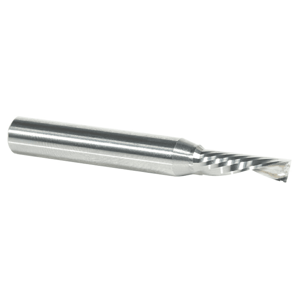 3/16" x 2" Down-Cut 'O' Plastic Cutting CNC Spiral Router Bit, 1-Flute, 1/4" Shank - Alt Image 2