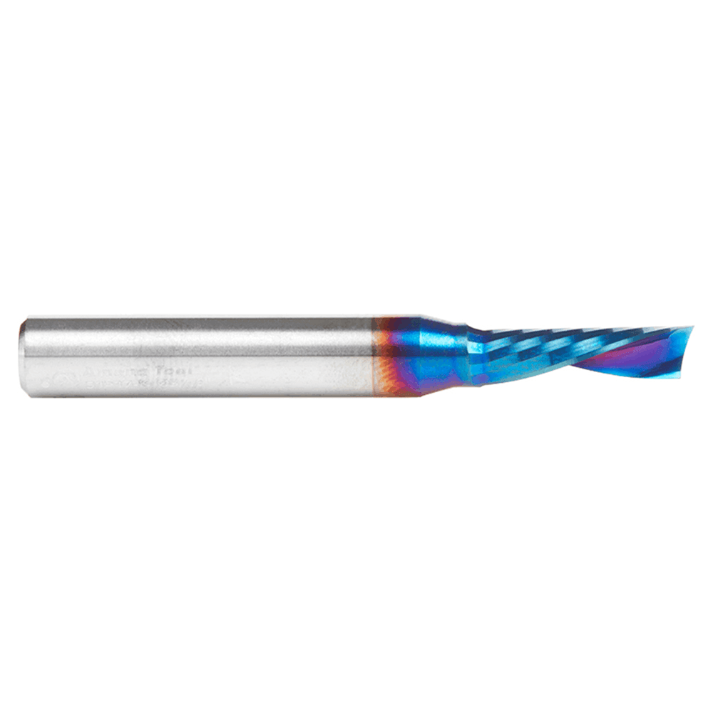 3/16" Dia x 5/8" Solid Carbide CNC Spektra Extreme Tool Life Coated Spiral 'O' Flute, Plastic Cutting, 1/4" Shank, Down-Cut Router Bit Alt 2 - Image