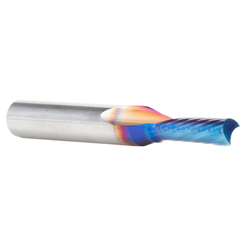 3/16" Dia x 5/8" Solid Carbide CNC Spektra Extreme Tool Life Coated Spiral 'O' Flute, Plastic Cutting, 1/4" Shank, Down-Cut Router Bit Alt 3 - Image