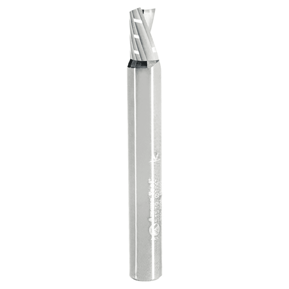 1/4" x 2" x 3/8" Down-Cut 'O' Plastic Cutting CNC Spiral Router Bit, 1-Flute, 1/4" Shank - Main Image