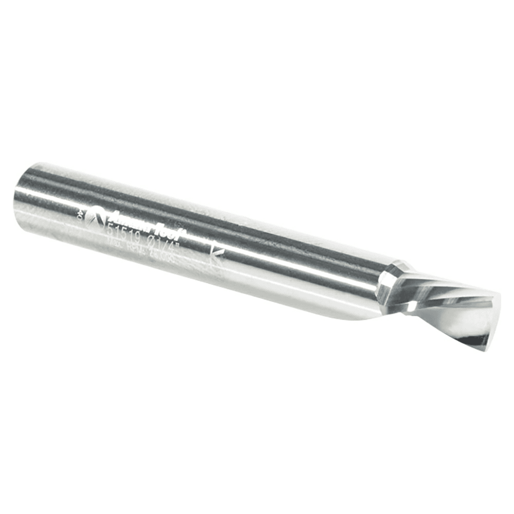 1/4" x 2" x 3/8" Down-Cut 'O' Plastic Cutting CNC Spiral Router Bit, 1-Flute, 1/4" Shank - Alt Image 2