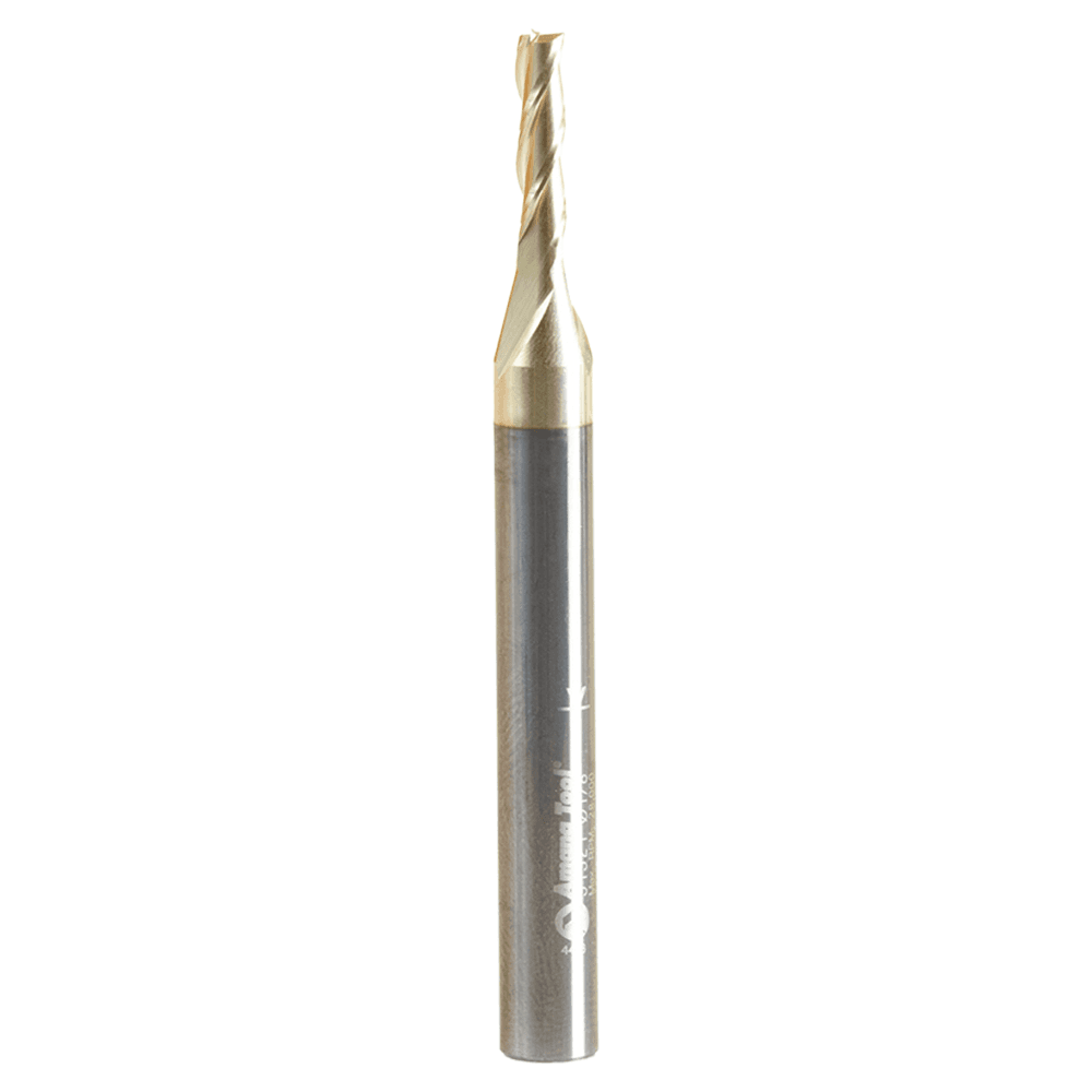 1/8" Dia x 1/2" Solid Carbide CNC Spiral Router Bit for Glass Reinforced Plastic Cutting, 1/4" Shank Up-Cut ZrN Coated Router Bit Main - Image