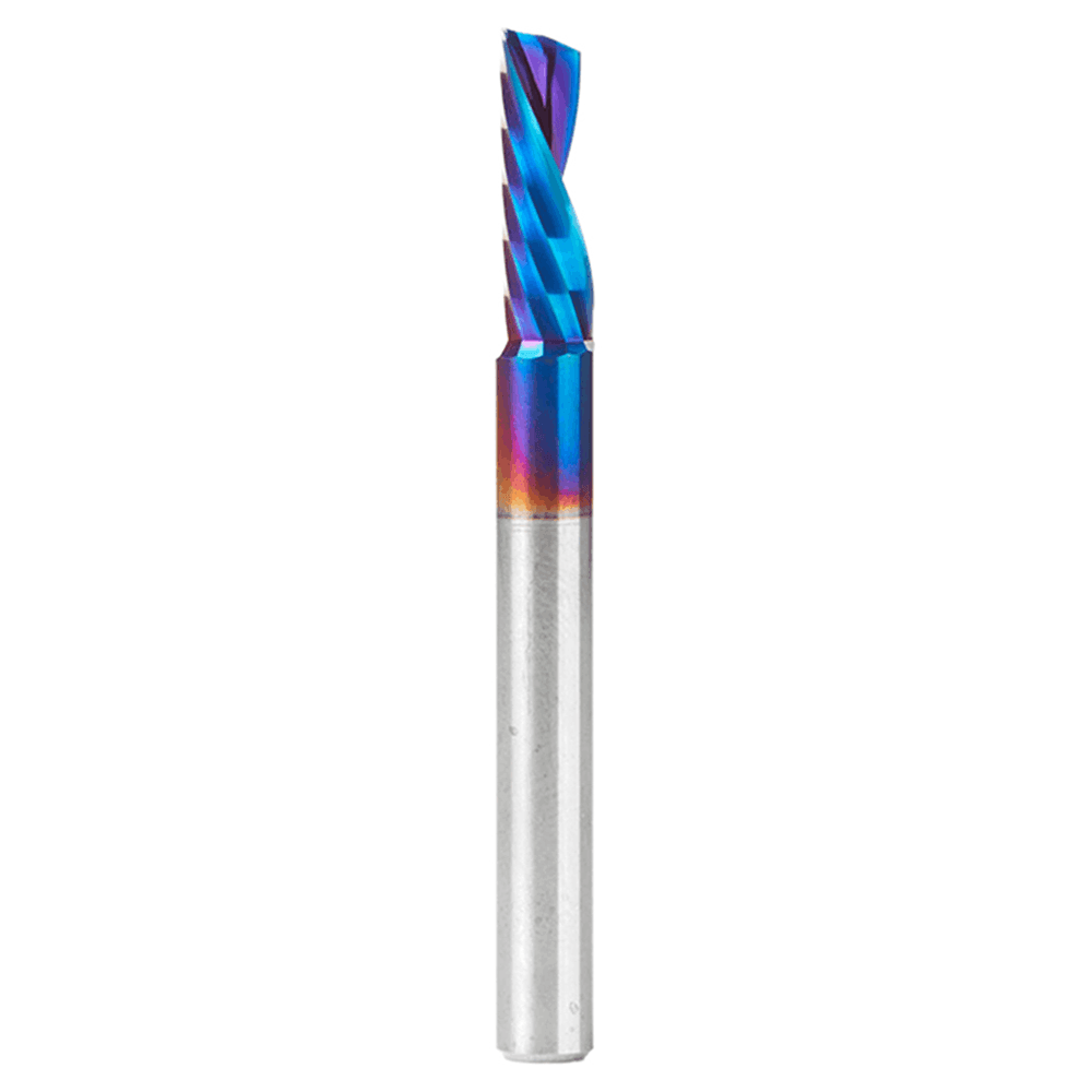 1/4" Dia x 3/4" Solid Carbide CNC Spektra Extreme Tool Life Coated Spiral 'O' Flute, Plastic Cutting, 1/4" Shank, Down-Cut Router Bit Alt 1 - Image