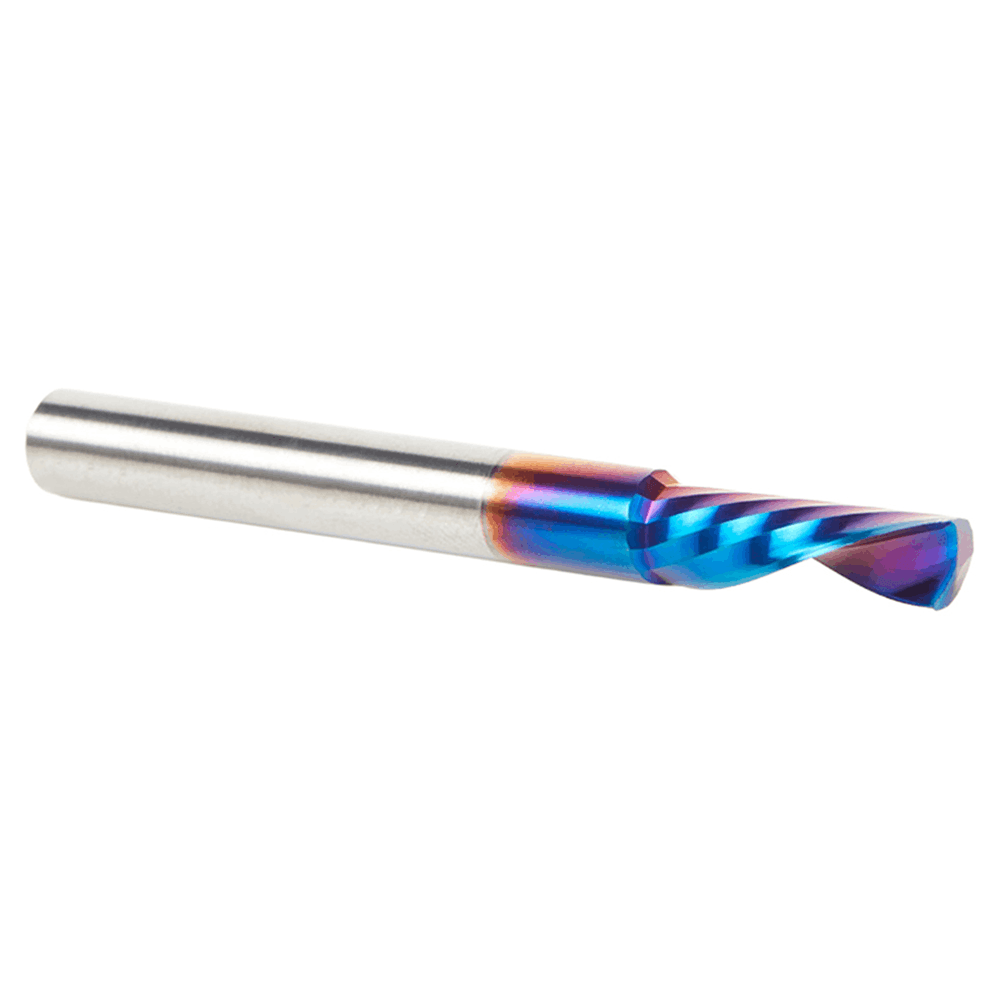 1/4" Dia x 3/4" Solid Carbide CNC Spektra Extreme Tool Life Coated Spiral 'O' Flute, Plastic Cutting, 1/4" Shank, Down-Cut Router Bit Alt 3 - Image