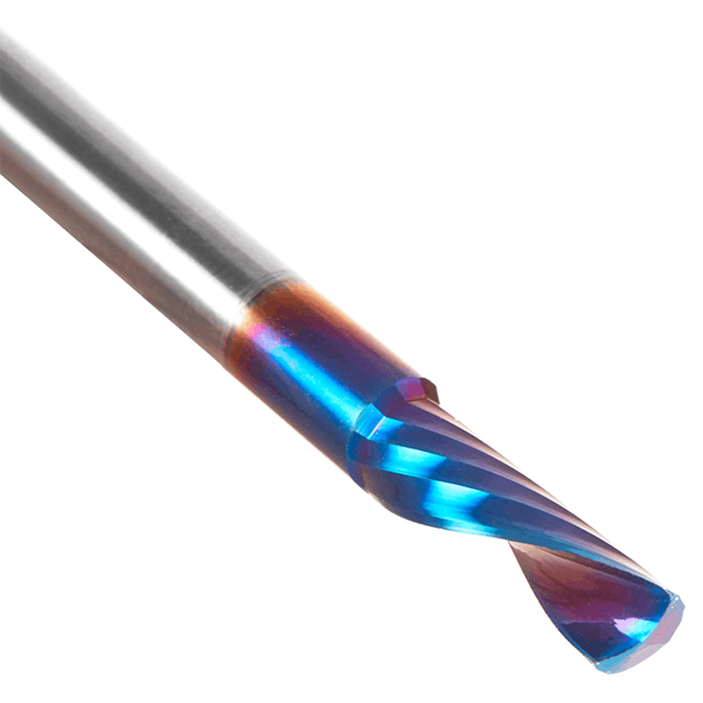 1/4" Dia x 3/4" Solid Carbide CNC Spektra Extreme Tool Life Coated Spiral 'O' Flute, Plastic Cutting, 1/4" Shank, Down-Cut Router Bit Alt 4 - Image