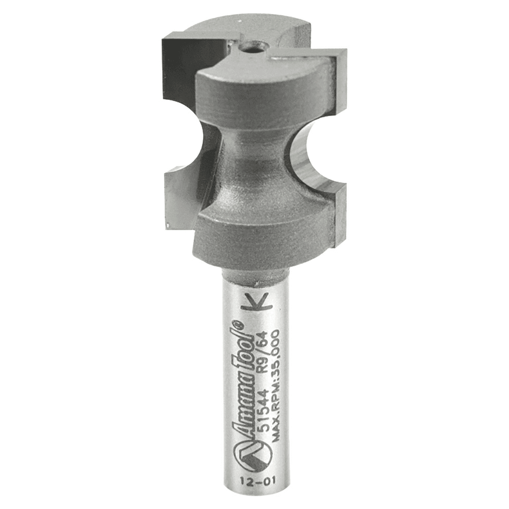 21/32" x 5/32" Radius Bull Nose Router Bit, 2-Flute, 1/4" Shank - Main Image