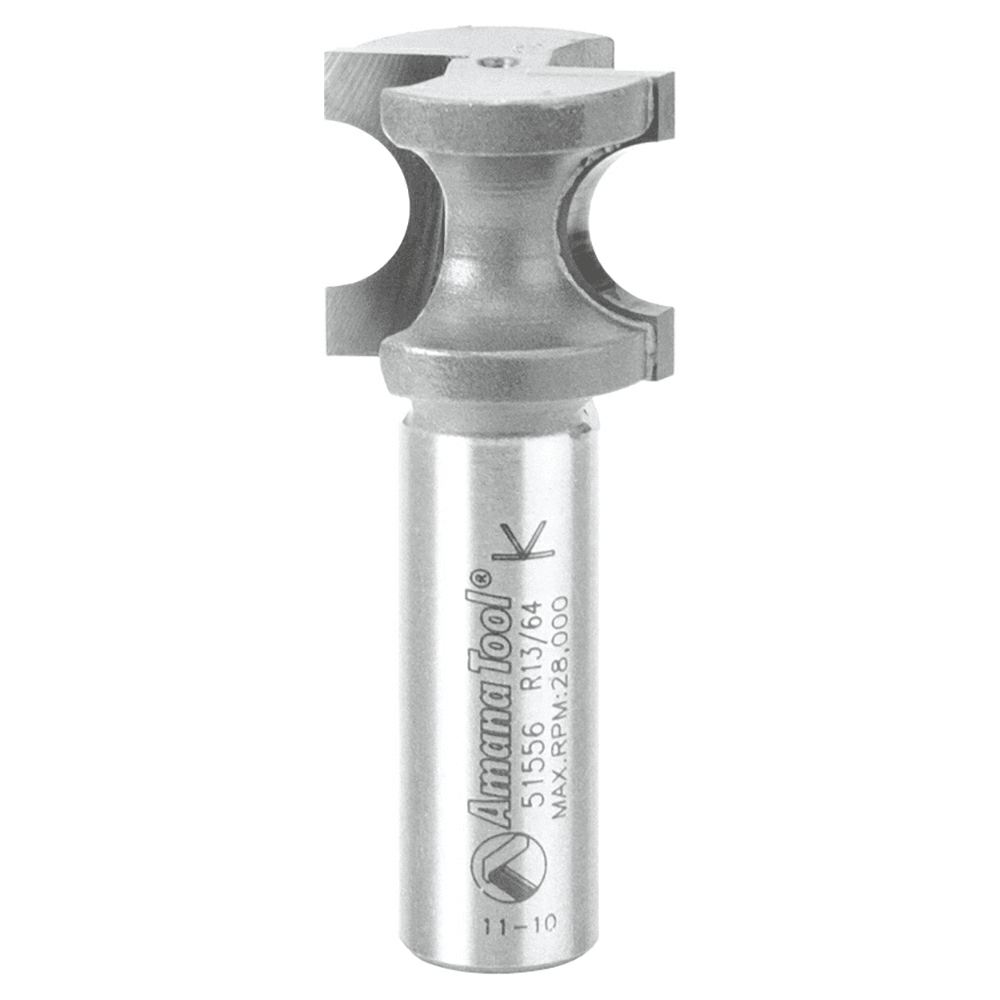 7/8" x 13/64" Radius Bull Nose Router Bit, 2-Flute, 1/2" Shank - Main Image