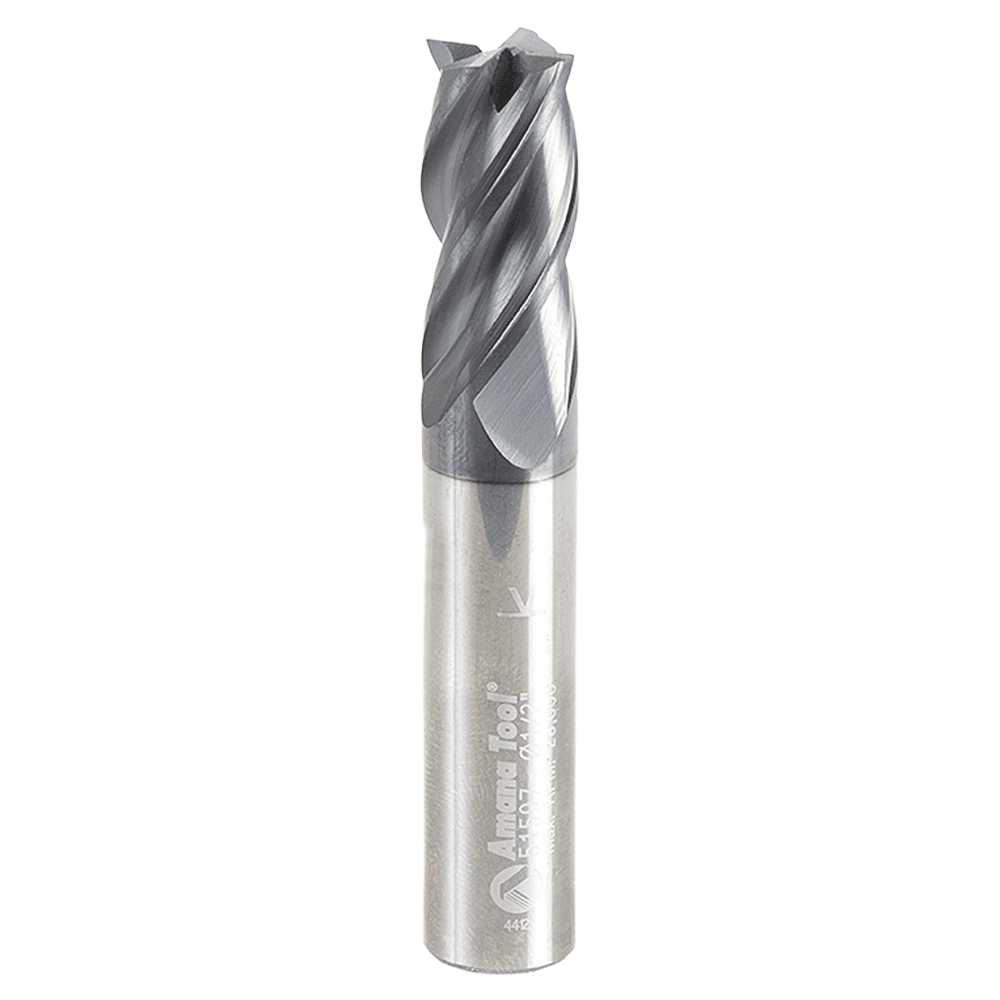 1/2" Dia x 1" CNC Variable Helix Spiral Router Bit, Square Bottom, 1/2" Shank Solid Carbide AlTiN Coated End Mill Main - Image