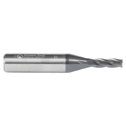 1/8 Dia x 3/8" CNC Solid Carbide Spiral Router Bit for Steel & Stainless Steel with AlTiN Coating 4-Flute, 1/4" Shank, 1-1/2" Long Up-Cut Router Bit, /45º Corner Chamfer End Mill Alt 2 - Image