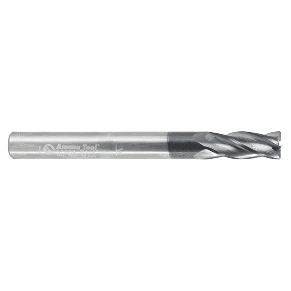 1/4" Dia x 5/8" CNC Solid Carbide Spiral Router Bit for Steel/Stainless Steel with AlTiN Coating 4-Flute, 1/4" Shank, 2-3/8" Long Up-Cut Router Bit, /45º Corner Chamfer End Mill Alt 2 - Image