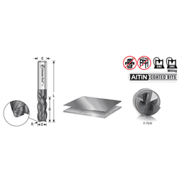 1/4" Dia x 5/8" CNC Variable Helix Spiral Router Bit, Corner Radius Bottom, 1/4" Shank x 0.015" Radius Solid Carbide AlTiN Coated Up-Cut End Mill Alt 1 - Image