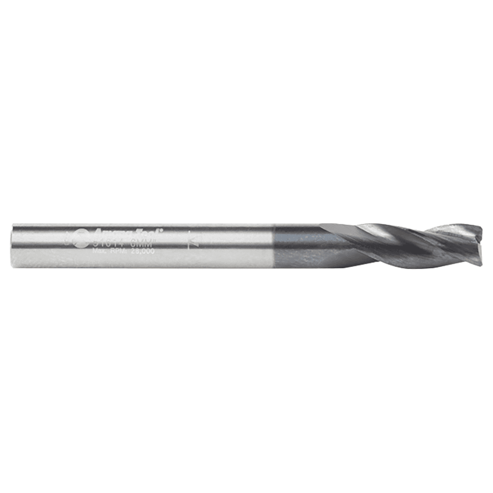6mm Dia x 16mm CNC Metric Solid Carbide Spiral for Steel & Stainless Steel with AlTiN Coating 3-Flute, 6mm Shank, 60mm Long Up-Cut Router Bit, /45º Corner Chamfer End Mill Alt 2 - Image