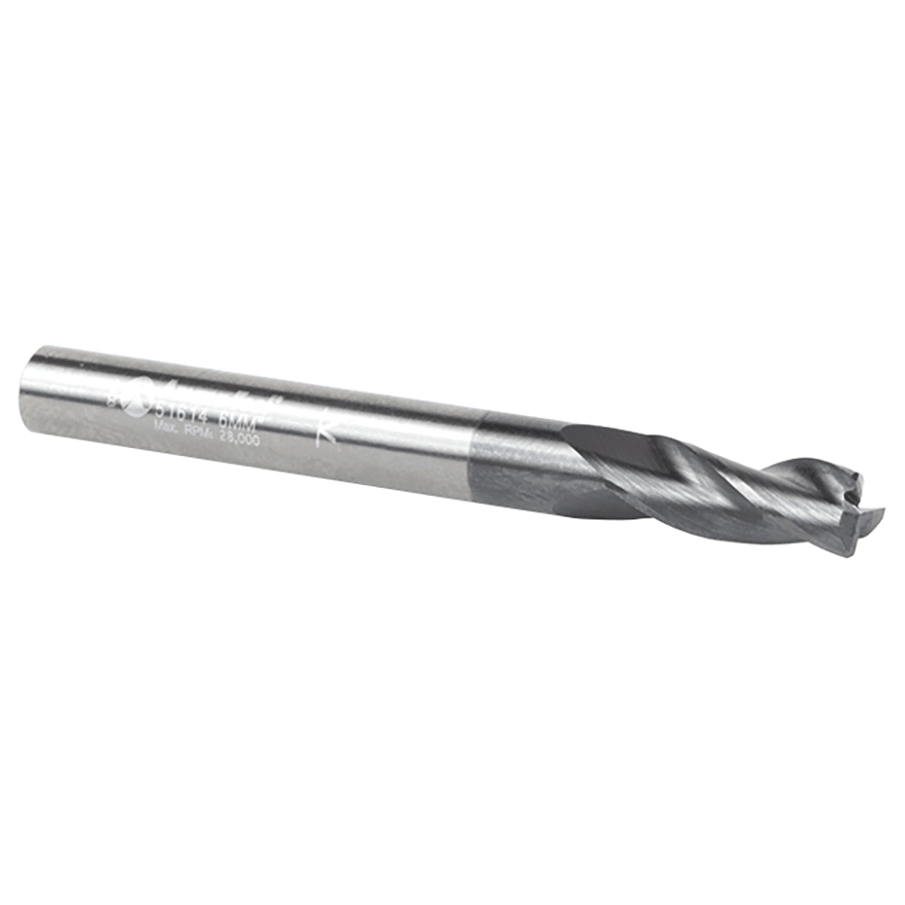 6mm Dia x 16mm CNC Metric Solid Carbide Spiral for Steel & Stainless Steel with AlTiN Coating 3-Flute, 6mm Shank, 60mm Long Up-Cut Router Bit, /45º Corner Chamfer End Mill Alt 3 - Image