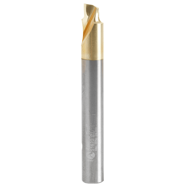 3/16" x 2" Aluminum Cutting ZrN Coated Up-Cut End Mill Bit, 1-Flute, 1/4" Shank - Main Image