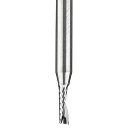 2mm Dia x 6mm Metric Solid Carbide CNC Spiral 'O' Single Flute, Plastic Cutting, 3mm Shank, 50mm Long Up-Cut Router Bit Alt 2 - Image