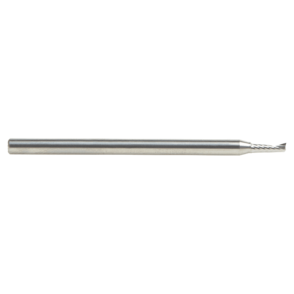2mm Dia x 6mm Metric Solid Carbide CNC Spiral 'O' Single Flute, Plastic Cutting, 3mm Shank, 50mm Long Up-Cut Router Bit Alt 3 - Image