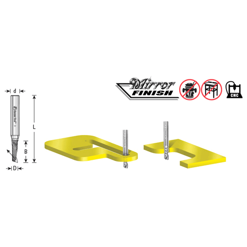 4mm Dia x 12mm Metric Solid Carbide CNC Spiral 'O' Single Flute, Plastic Cutting, 4mm Shank, 64mm Long Up-Cut Router Bit Alt 1 - Image